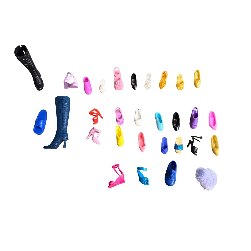 Barbie Lot of 28 Assorted (NO MATCHES) Fashion Doll Shoes Boots Heels Sneakers